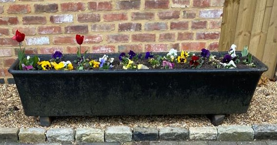 Flower boxes blooming at the Blisworth Hill Business Park